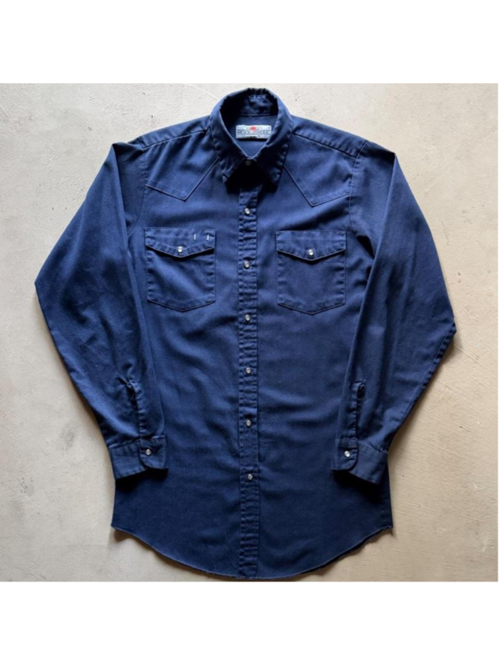 vintage 80s/90s gwg navy blue western work shirt